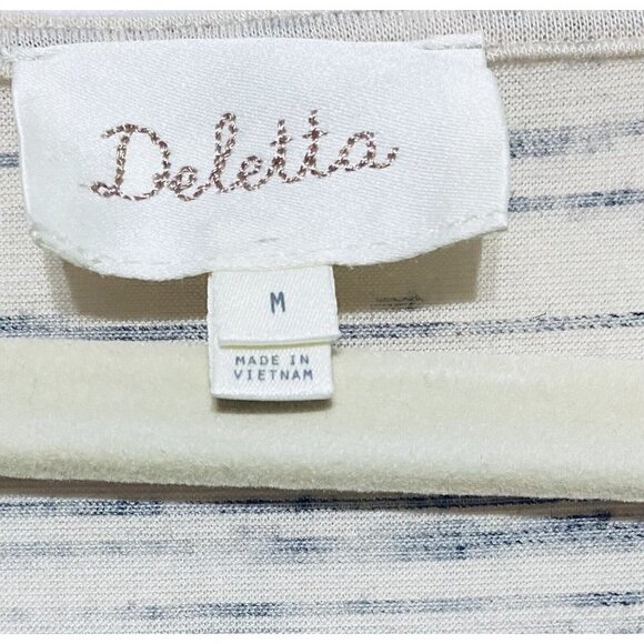 Anthropologie Deletta Womens Medium Ivory Blue Pleated Top V Neck Stretch - Picture 5 of 7